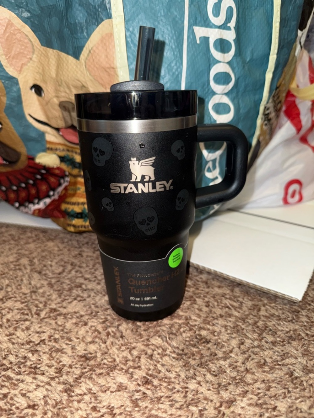 Stanley Black Glow in the Dark Skulls 20 oz Halloween Tumbler